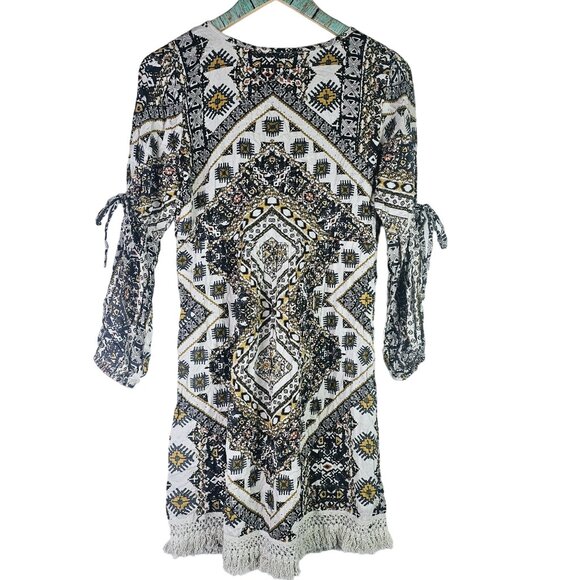 Vtg 90's Take Two Clothing Co. Split Sleave Drop Waist Abstract Dress Sz S - Picture 2 of 8